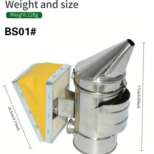 1Set  Stainless Steel Beekeeping Smoker Hive Box Tool Supplies Manual Smoke Maker with Hanging Hook Hive Feeder