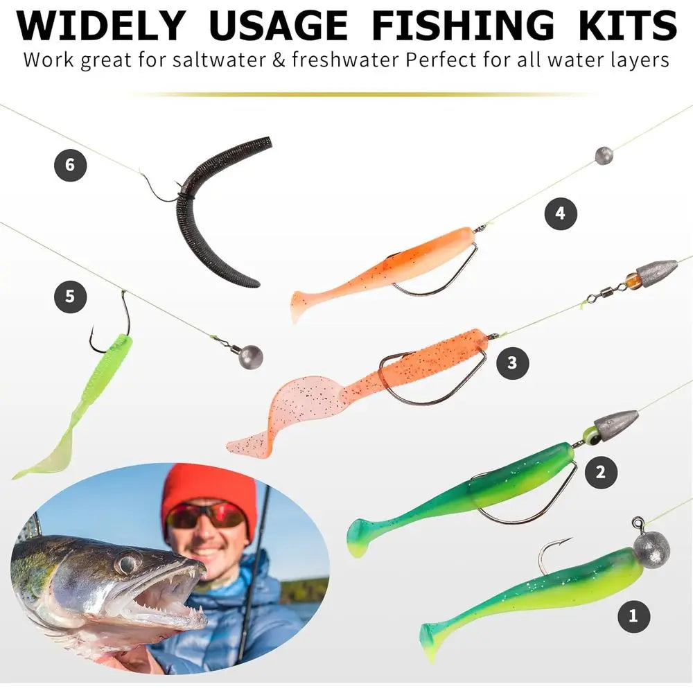 Essential Fishing Kit with Tackle, Sinkers, Hooks, Swivels, and Lures for Beginners