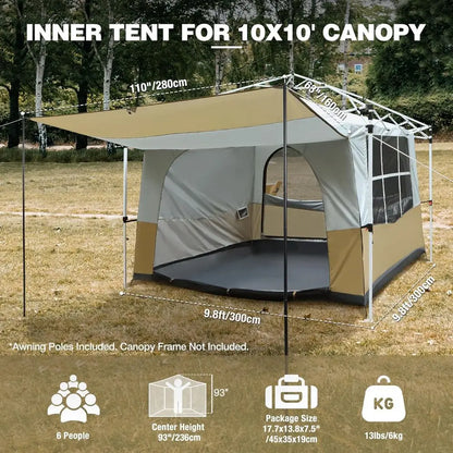 Spacious 10x10 or 10x20 Convertible Tent for 4-6 People - Ideal for Camping