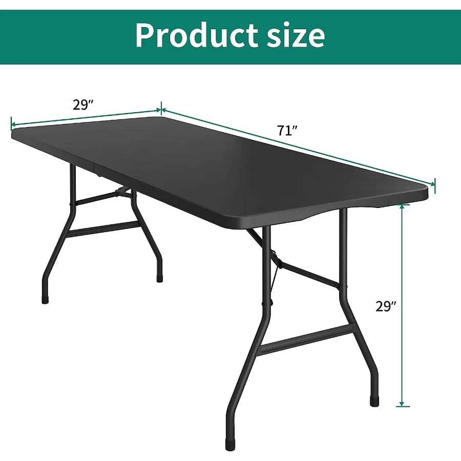 6ft Heavy-Duty Outdoor Folding Table with Carrying Handle Ideal for Camping and Indoor Use