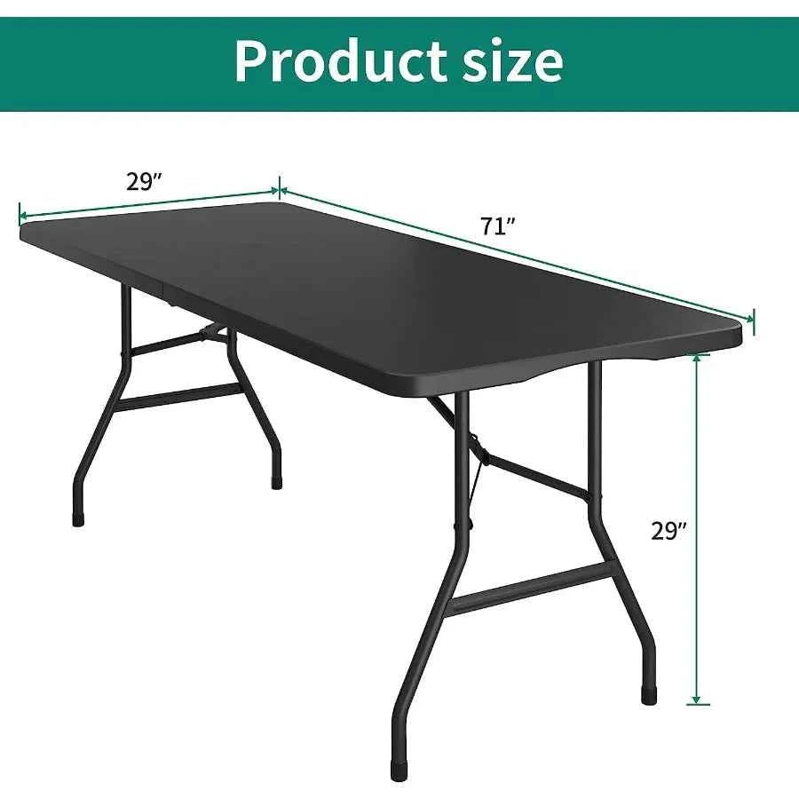 6ft Heavy-Duty Outdoor Folding Table with Carrying Handle Ideal for Camping and Indoor Use