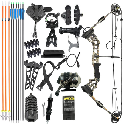 Compound Bow Set 20-70lbs Adjustable 320FPS 80% Let-off RH LH for Hunting Target Shooting Archery Practice Use