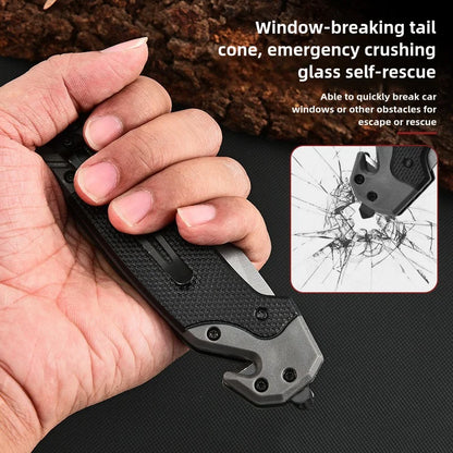 EDC Small Folding Knife with Clip Webbed Opening Padded Lock for Outdoor Survival Camping Hunting Fishing