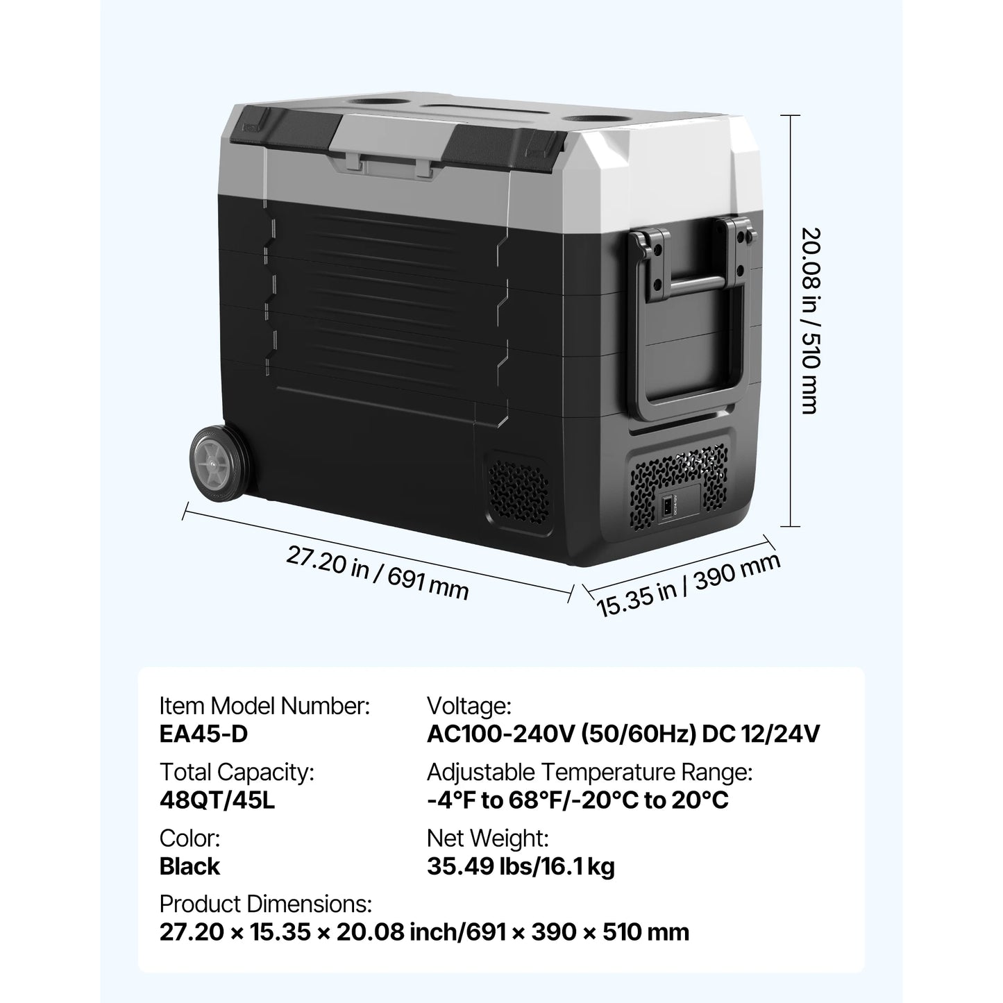 SucceBuy 20L 22L 35L 45L 55L Car Refrigerator Mini Fridge Freezer Portable Compressor Cooler DC 110-240V Ice Box for Camping