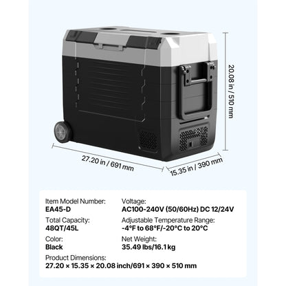 SucceBuy 20L 22L 35L 45L 55L Car Refrigerator Mini Fridge Freezer Portable Compressor Cooler DC 110-240V Ice Box for Camping