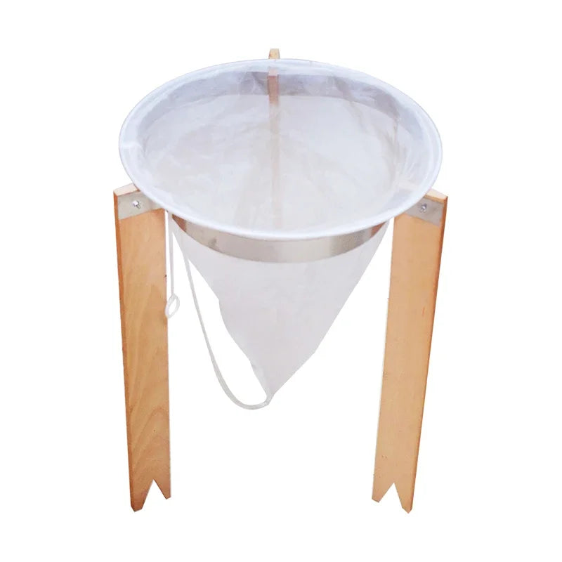 Bee Honey Filter Wooden Honey Filtering Stand with Nylon Impurities Filtration Net Beekeeping Honey Processing Beekeeper Tools