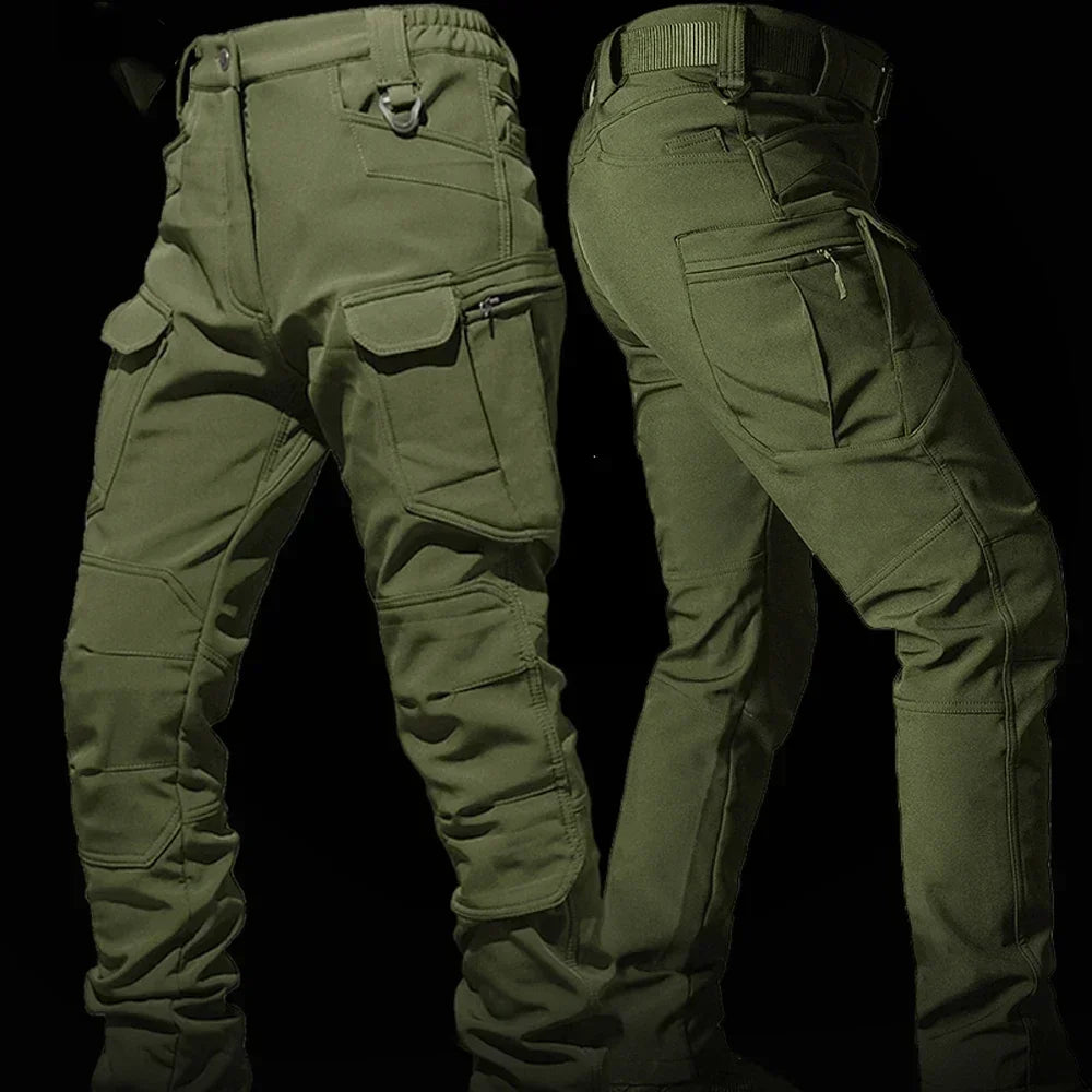Tactical Sets Mens Thicken Outdoor Soft Shell Warm Fleece Jackets Waterproof Wear Resistant Multi Pocket Pants Hunting Clothes