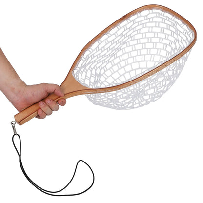 Wooden Frame Fly Fishing Landing Net, Fly Fishing Gear for Stream Fishing