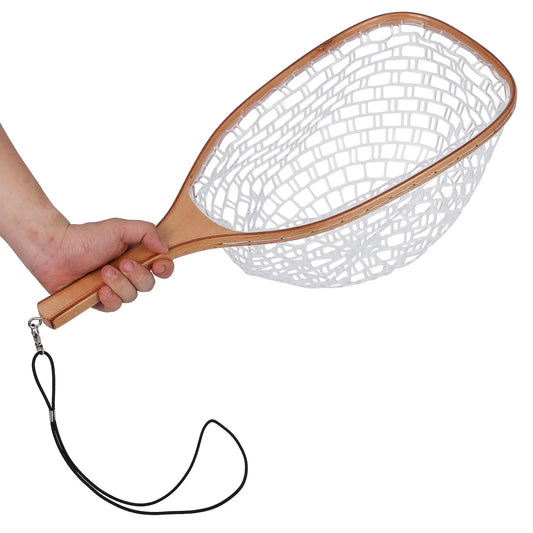 Wooden Frame Fly Fishing Landing Net, Fly Fishing Gear for Stream Fishing