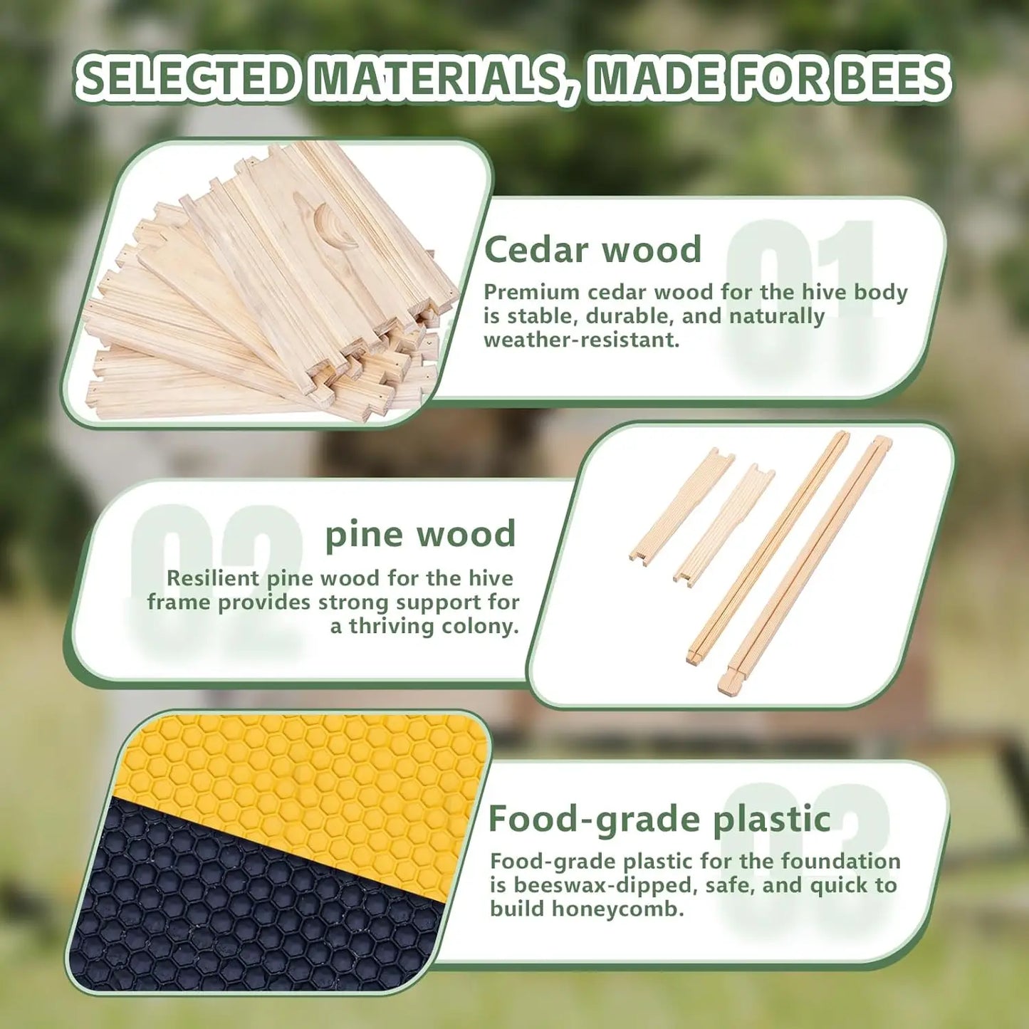 10 Frame Complete Bee Hive Starter Kit Deep Brood Box Medium Super with Frames & Foundation Sheets Beekeeping Equipment, Custom