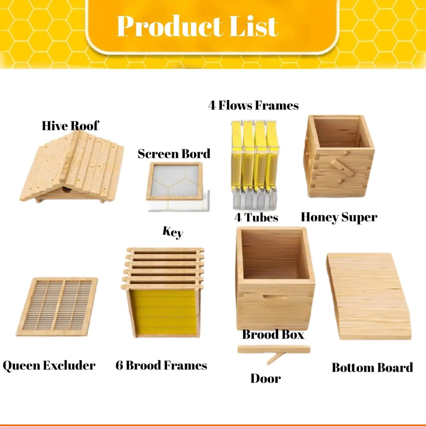 Automatic Flow Beehive Starter Kit 7-Frame Bee Hive Box Set Easy Harvesting Beekeeping Beginner Supplies, Custom