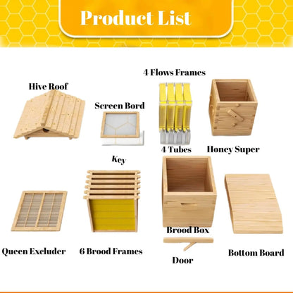 Automatic Flow Beehive Starter Kit 7-Frame Bee Hive Box Set Easy Harvesting Beekeeping Beginner Supplies, Custom