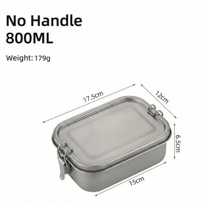 Titanium Lunch Box with Lid and Folding Handle Leak Proof Lightweight Outdoor Camping for Backpacking Hiking Picnic Travel