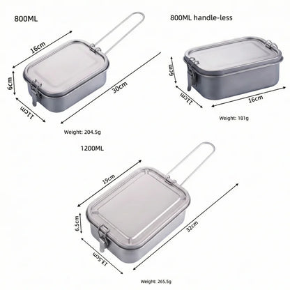 Titanium Lunch Box with Lid and Folding Handle Leak Proof Lightweight Outdoor Camping for Backpacking Hiking Picnic Travel