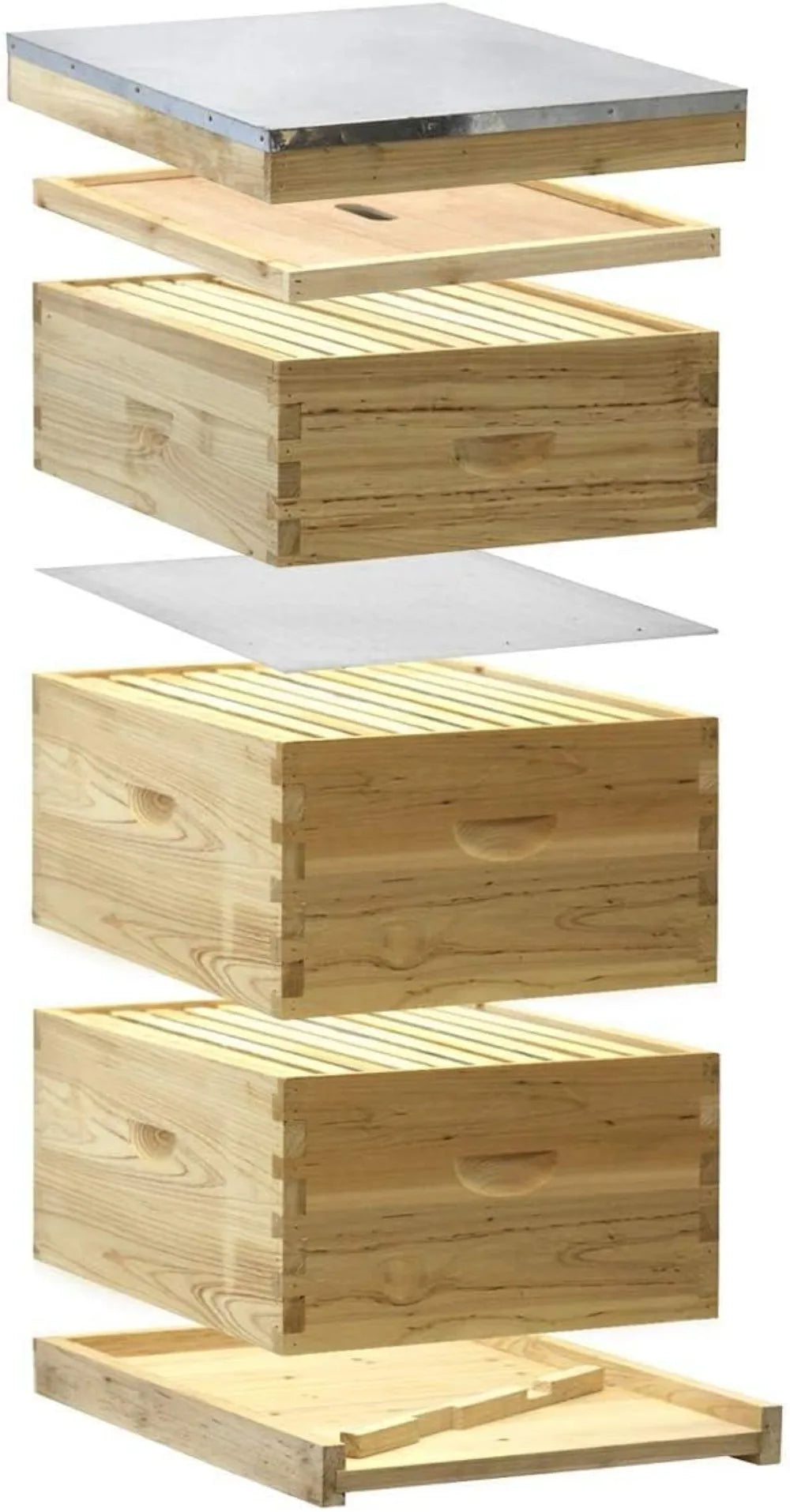Starter 10 Frame Beehive Kit - Includes 2 Hive Bodies, 1 Super Box, Pine Frames, Wax Coated Foundations and More