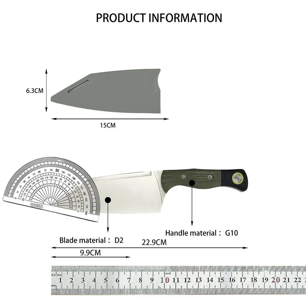 4010BK-01 Outdoor EDC Tactical Knife, Utility Style Full Tang Fixed Blade with D2 Steel Blade G10 Handle Camping Hiking Hunting