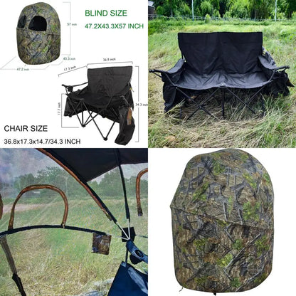 2-Person Transparent Hunting Shelter with Integrated Seating for Deer and Turkey Hunting
