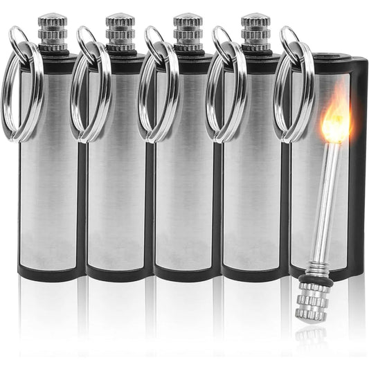1-5-pack Magnesium flint set, waterproof emergency flint keychain lighter for outdoor survival