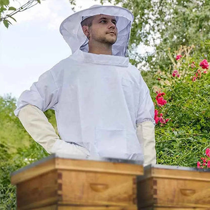Protective Beekeeping Jacket Veil Smock Equipment Beekeeping Hat Sleeve Beekeeper Suit Apiculture Bee Dress