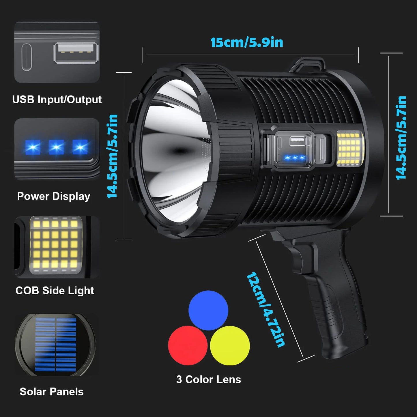 Rechargeable Spotlight 900000 Lumens Led