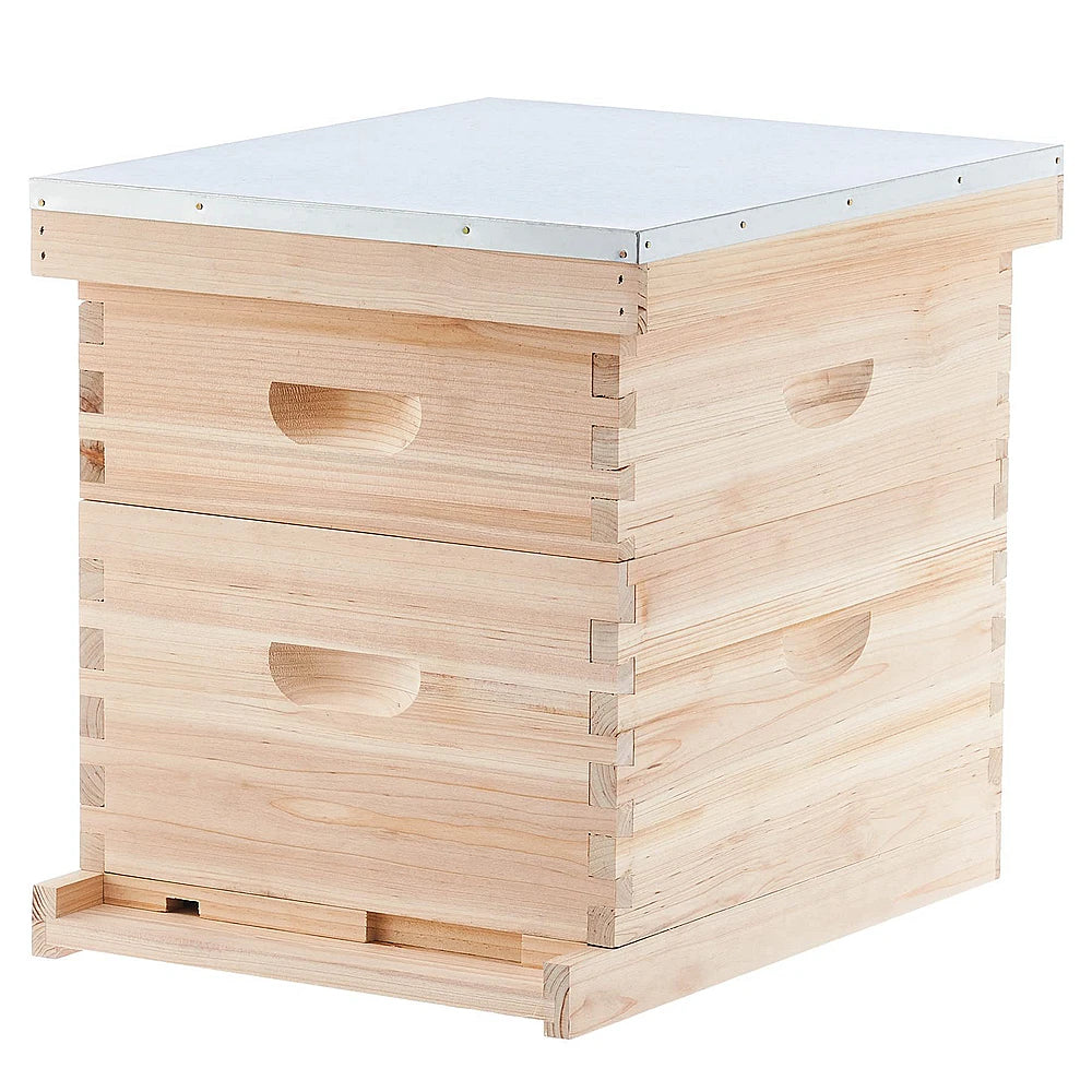 10-Frame Langstroth Bee Hive Coated with Beeswax Includes Beehive Frames and Foundations Beekeeping Starter Kit