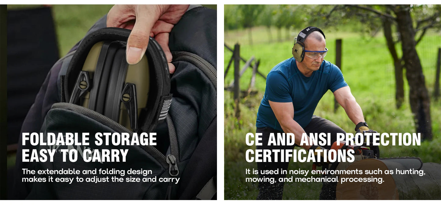 Anti-Noise Ear Plugs Tactical Hunting Folding Ear Defenders Ear Protector Ear Muff Hearing Protection Soundproof For Shooting