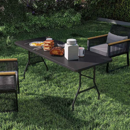 6ft Heavy-Duty Outdoor Folding Table with Carrying Handle Ideal for Camping and Indoor Use