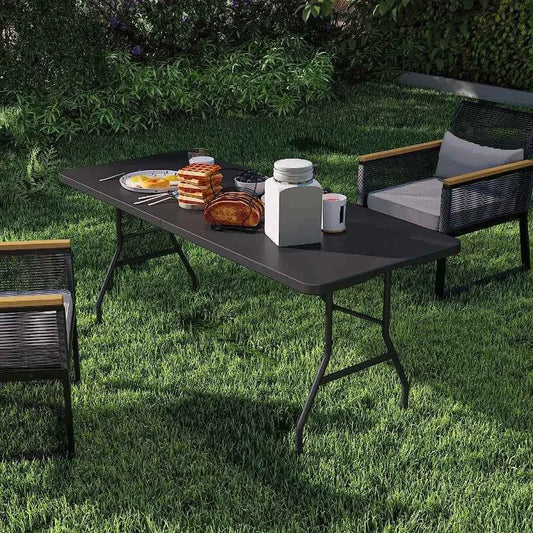 6ft Heavy-Duty Outdoor Folding Table with Carrying Handle Ideal for Camping and Indoor Use