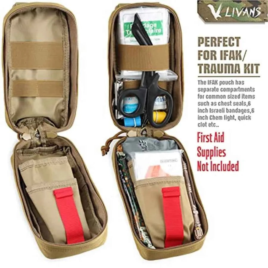 Tactical MOLLE Medical Pouch, Rip-Away EMT First Aid Pouch IFAK Trauma Kit Everyday Carry Survival Bag Include Cross Patch