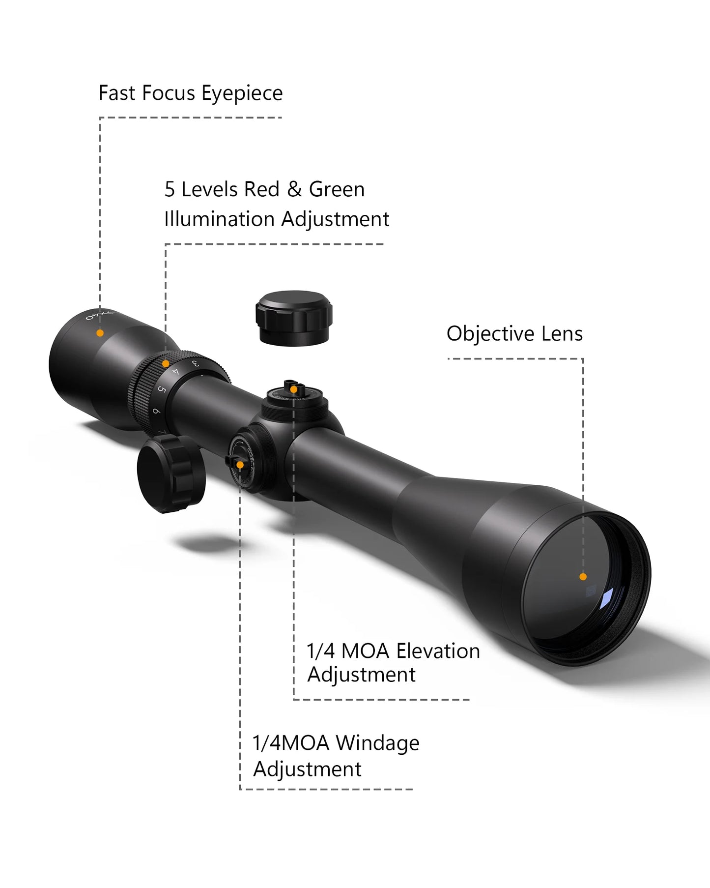 HT 3-9x40 SFP Hunting Scope Rifle Scope FMC Hunting Optics with Free Scope Rings for Outdoor Hunting Training