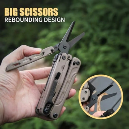 Light Seeking 20-in-1 EDC Multitool with Needle Nose Pliers and Wire Stripper Survival and Camping Gear D2 Steel Sand