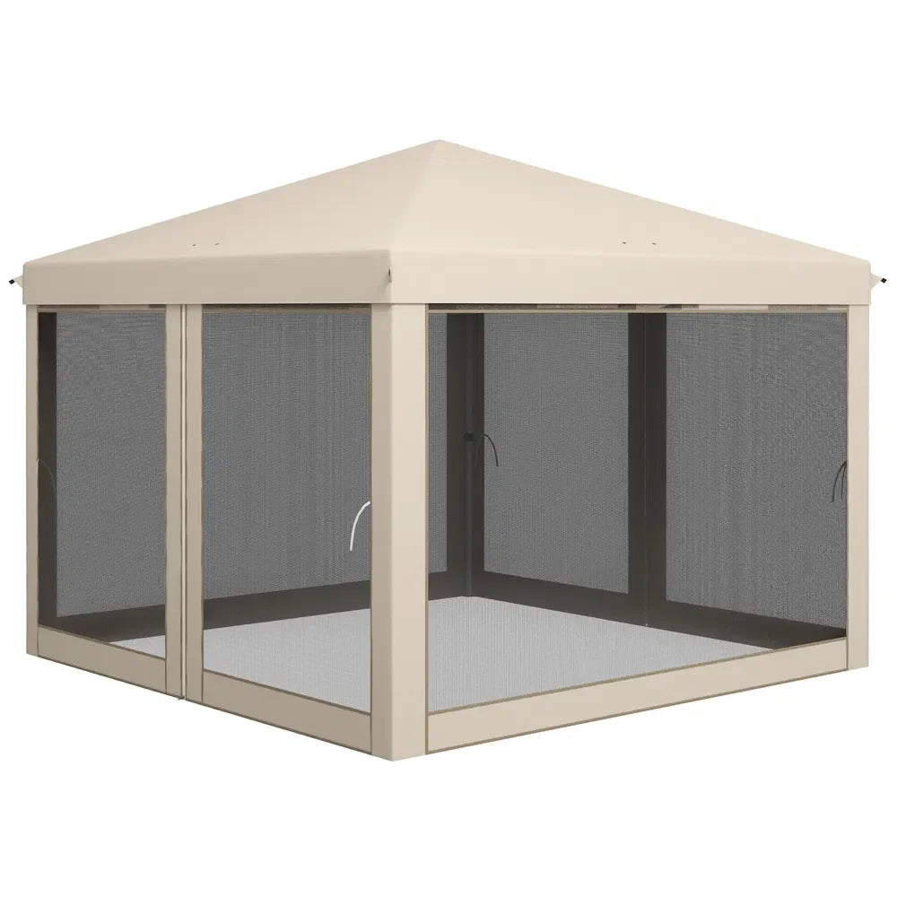 10x10ft Pop Up Canopy Tent 210D Oxford Fabric with Mesh Screen Room Height Adjustable Outdoor Shelter Tent for Party Camping