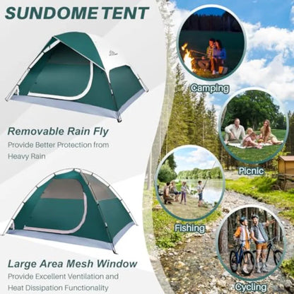 4 Person Dome Tents for Camping, Lightweight Portable Backpacking Tent, Small Easy Set Up Outdoor Waterproof Camping Hiking Tent