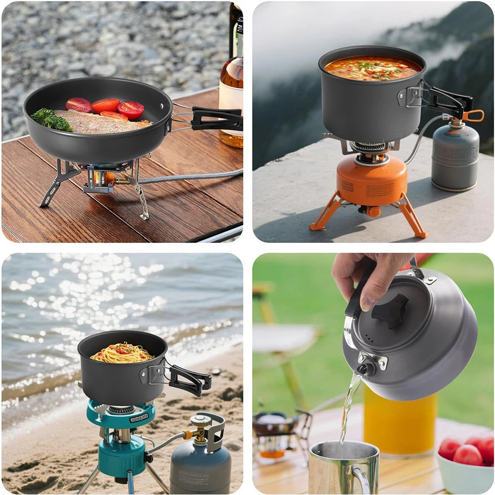 21pcs Camping Cookware Set Portable Outdoor Picnic Tableware Cookset Cooking Kit with Cups Plates Forks Knives Spoons