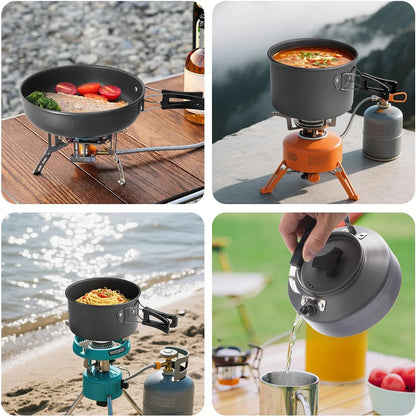 21pcs Camping Cookware Set Portable Outdoor Picnic Tableware Cookset Cooking Kit with Cups Plates Forks Knives Spoons