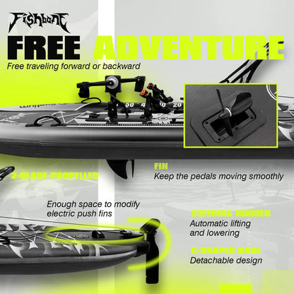 Spatium Fishing Kayak Boat Pedal Drive Sit on Top Pedal Drive Kayak Power System Orientation System, 11'*48"*6",Capacity 660LBS