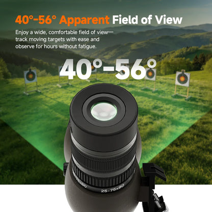 Svbony SV29 Spotting Scope 25-75x80mm FMC 57° Wide Angle Removable 1.25" Eyepiece Telescope for Target Shooting Archery