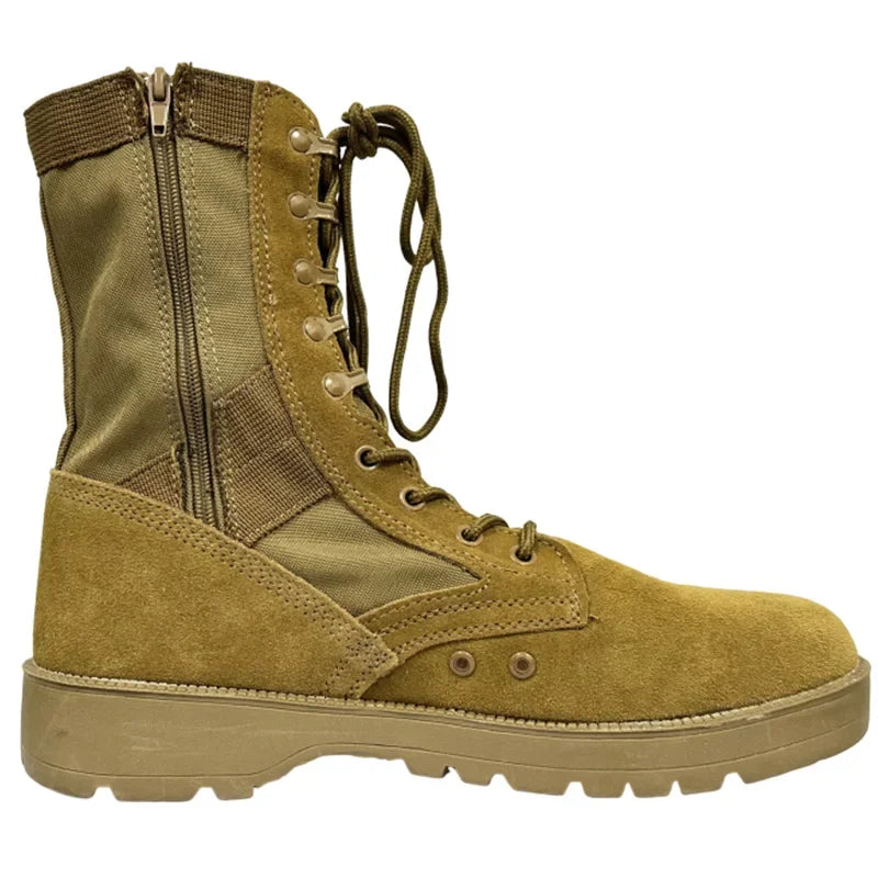 Cowhide Men Tactical Desert Boots Outdoor Combat Lightweight Non-Slip Hiking