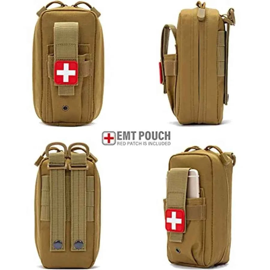 Tactical MOLLE Medical Pouch, Rip-Away EMT First Aid Pouch IFAK Trauma Kit Everyday Carry Survival Bag Include Cross Patch