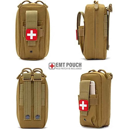 Tactical MOLLE Medical Pouch, Rip-Away EMT First Aid Pouch IFAK Trauma Kit Everyday Carry Survival Bag Include Cross Patch