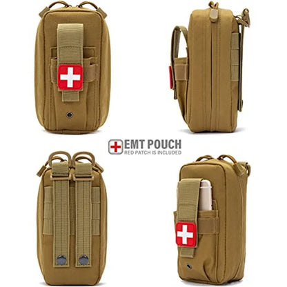 Tactical MOLLE Medical Pouch, Rip-Away EMT First Aid Pouch IFAK Trauma Kit Everyday Carry Survival Bag Include Cross Patch