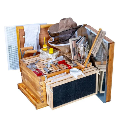 8-Frame Beehive Kit with Wax-Coated Hives and Essential Beekeeping Equipment