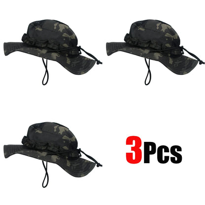 1pc/5pcs Camo Boonie Hat Sunscreen Breathable Bucket Hat Men's Outdoor Hiking Hunting Fishing Windproof Fisherman's Hat