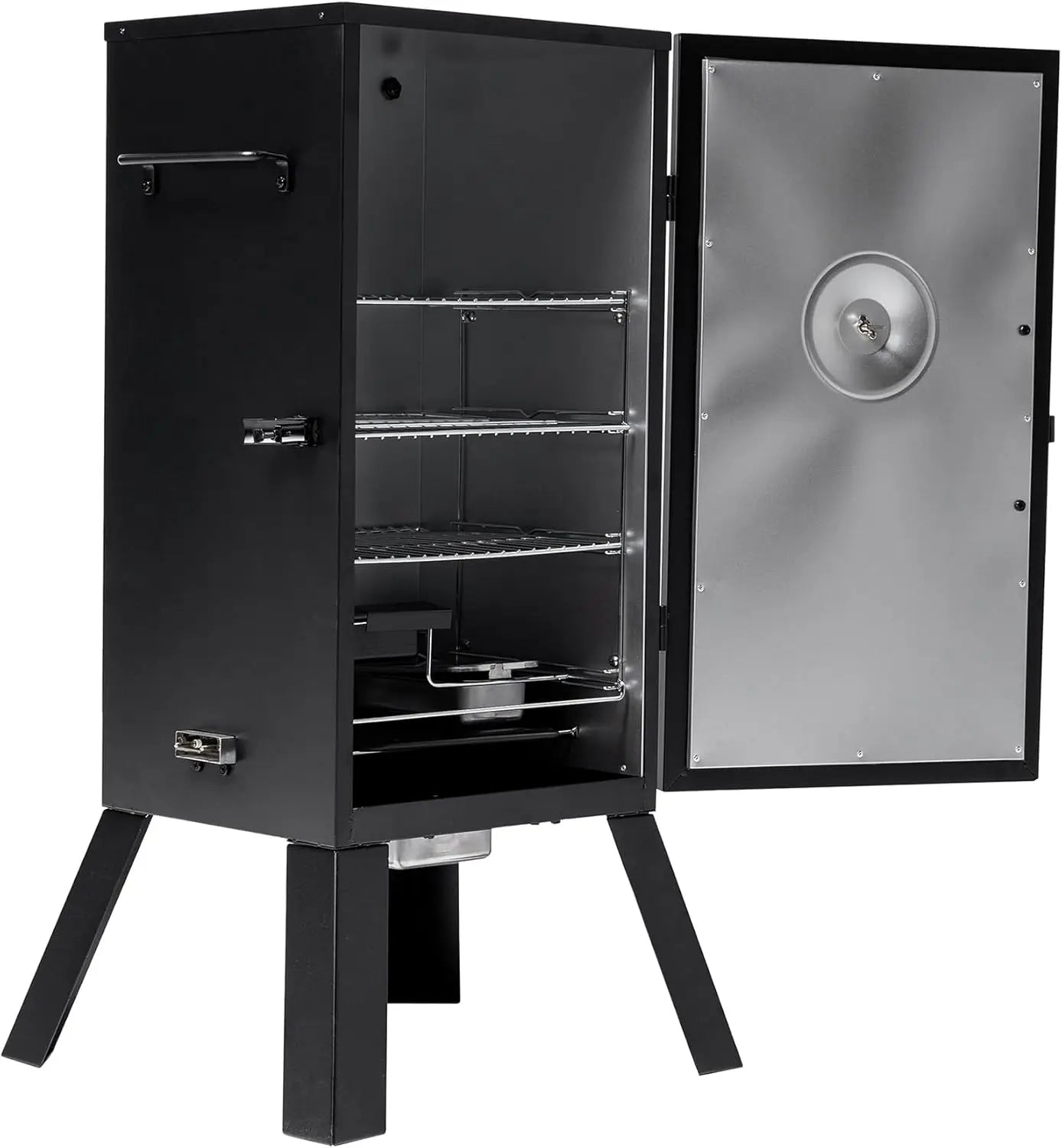 30-Inch Electric Vertical BBQ Smoker with Analog Temperature Control, 535 Sq In Cooking Space, Black