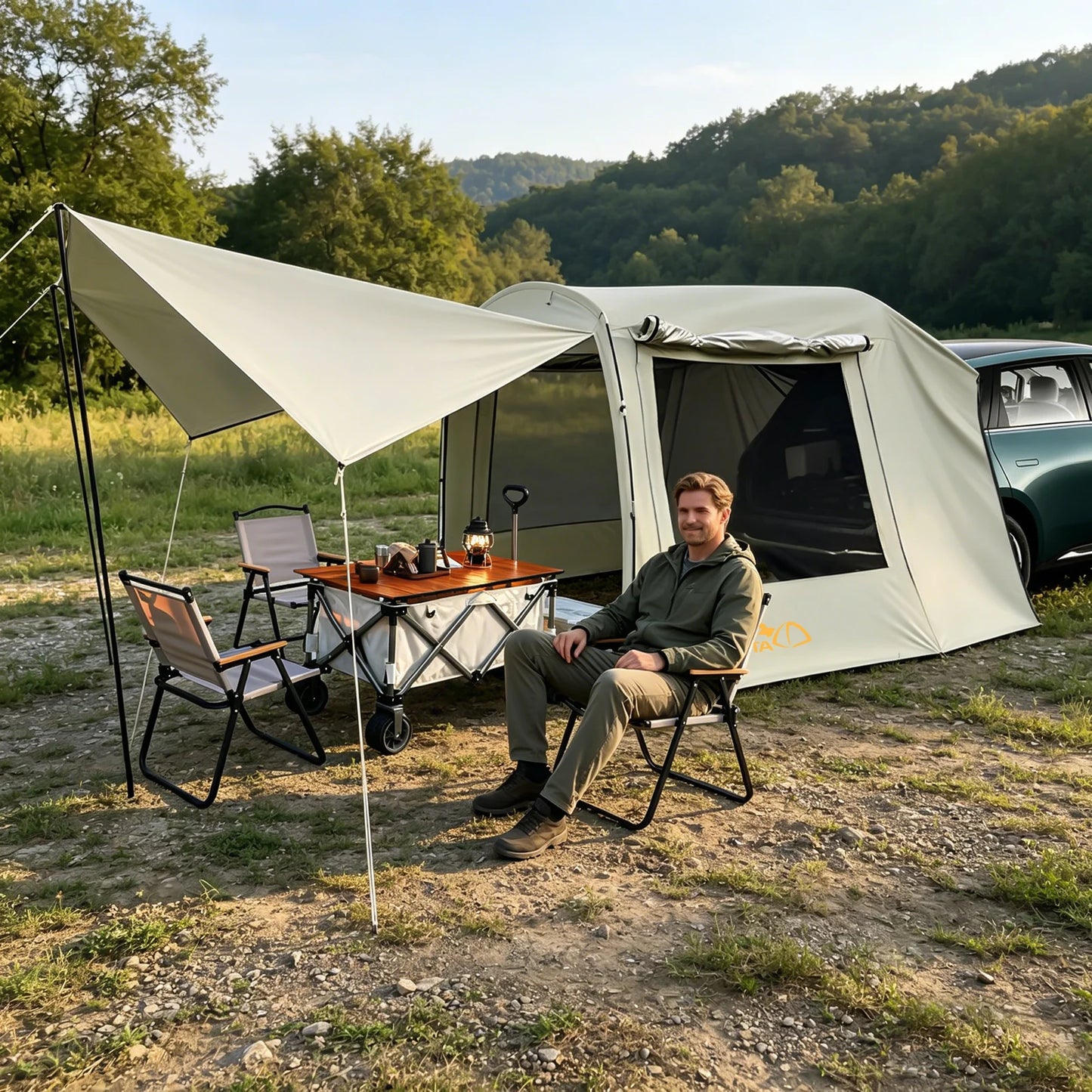 Car Awning Outdoor Tent, Car Tent Attachment For Camping, Car Camping Tent,Rear-Extending Car Tent