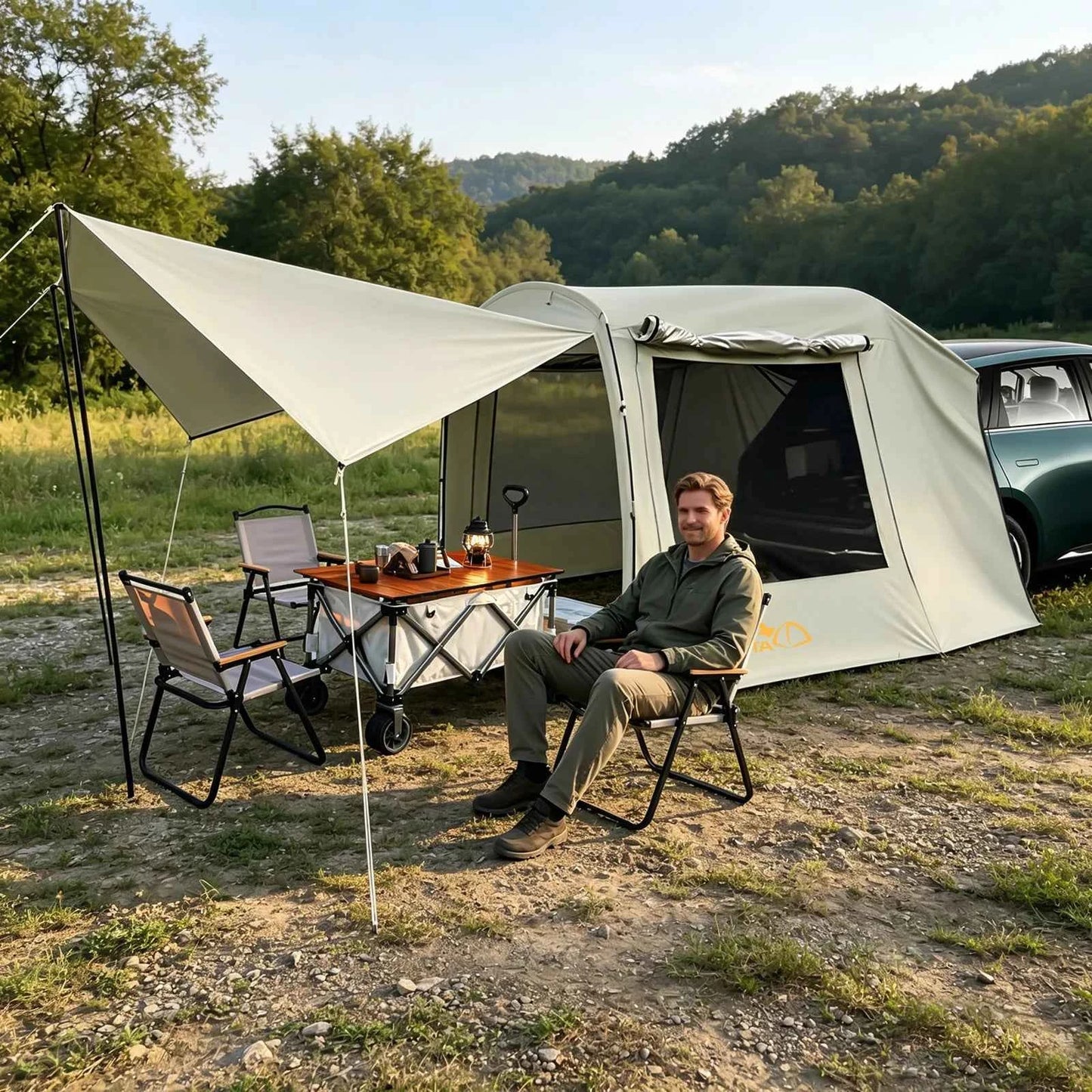 Car Awning Outdoor Tent, Car Tent Attachment For Camping, Car Camping Tent,Rear-Extending Car Tent