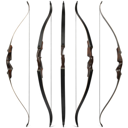 60'' Black Hunter Archery Recurve Bow 40-60lbs Bamboo Core Limbs Wooden Riser for Right Hand American Hunting Split Takedown Bow