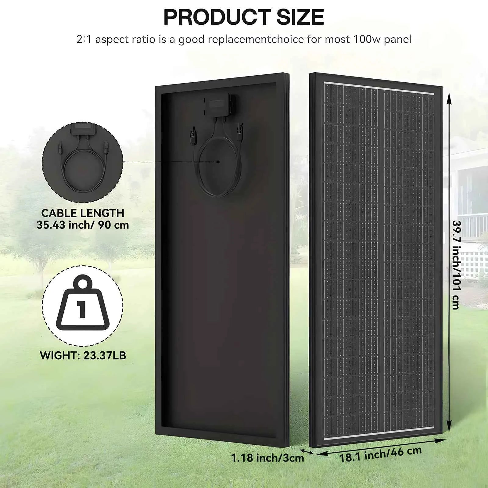 Rvpozwer 400W/200W/100W N-Type 18BB Solar Panel 25% High Efficiency Mono Solar Module Portable Waterproof Ideal for RV Marine Yacht Caravan Camping Off Grid Power Supply