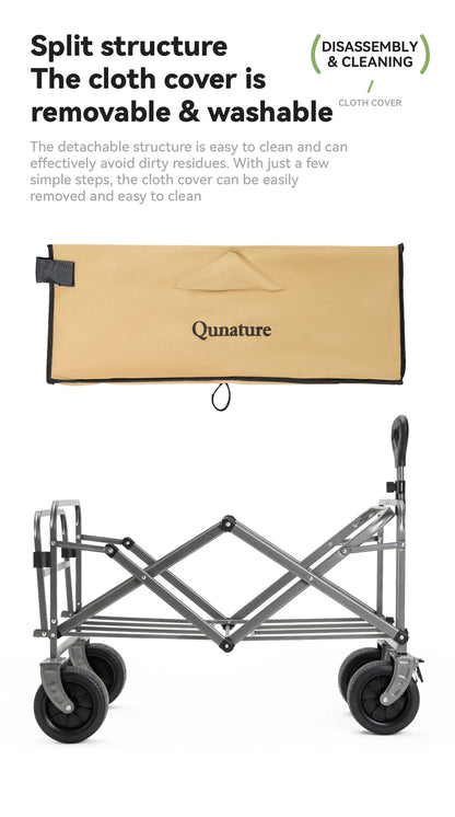 Qunature Local Shipping Outdoor Foldable Camping Cart Small Campsite Trailer for Picnic Camping Kid-Reclining Vending Travel 150L Hand-Push Camping Cart