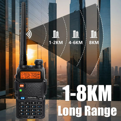 ALERVITES 2PCS AT-5RX 5RX radio, 5W/8W high-power dual-frequency two-way radio, remote handheld portable Baofeng walkie-talkie